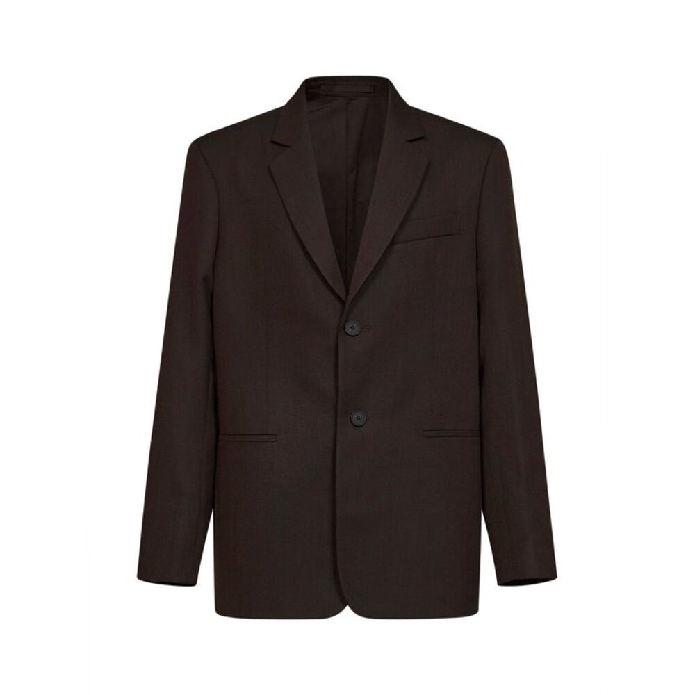 Studio Nicholson Men Coffee Virgin Wool Rover Single-Breasted Tailored Blazer